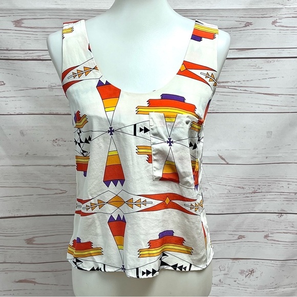 Anthropologie Tops - Anthropologie Jamison Colorful Aztec Ikat Silk Camisole Tank Top